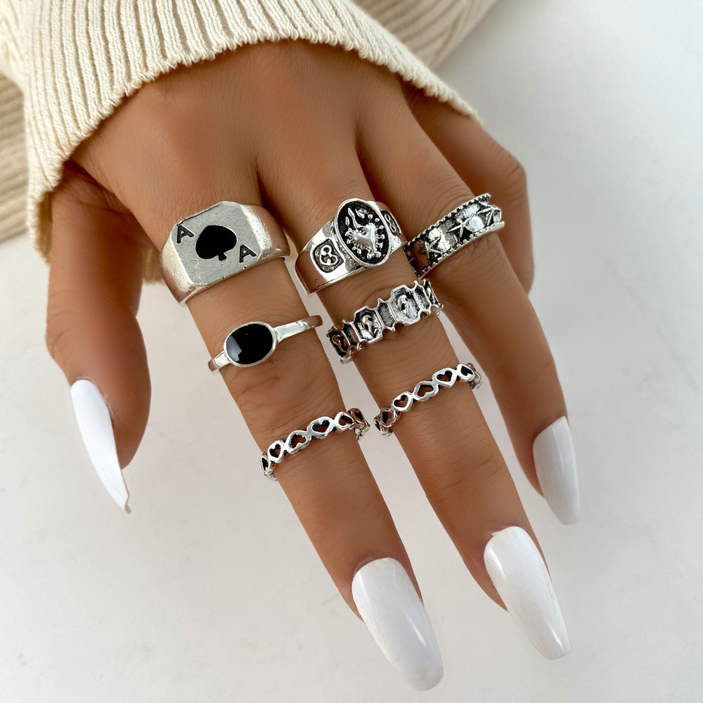 7-Piece Playing Card Ring Set