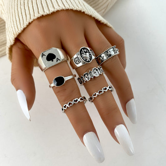 7-Piece Playing Card Ring Set
