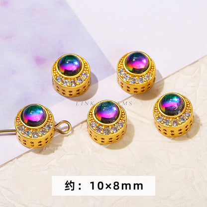 Ancient sand gold accessories beads alloy inlay transfer spacer beads