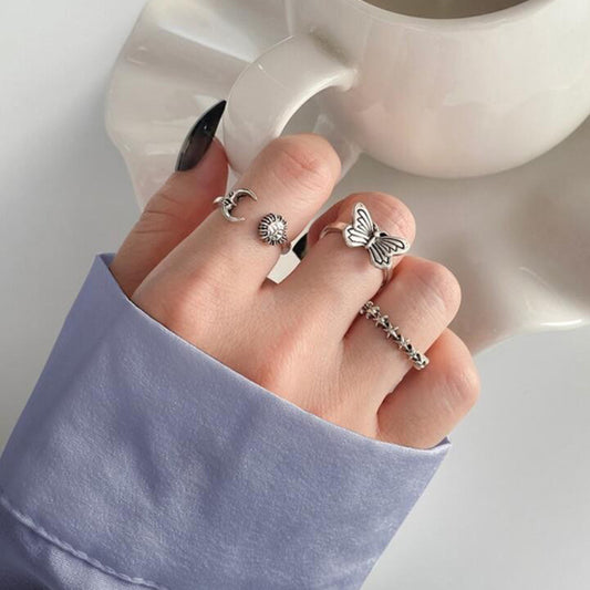Sun Butterfly 3-piece open ring set
