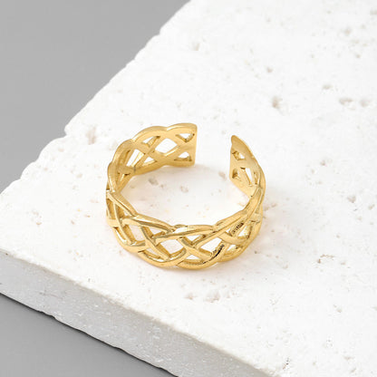 Qizhu Leaf Life Tree Titanium Steel Ring