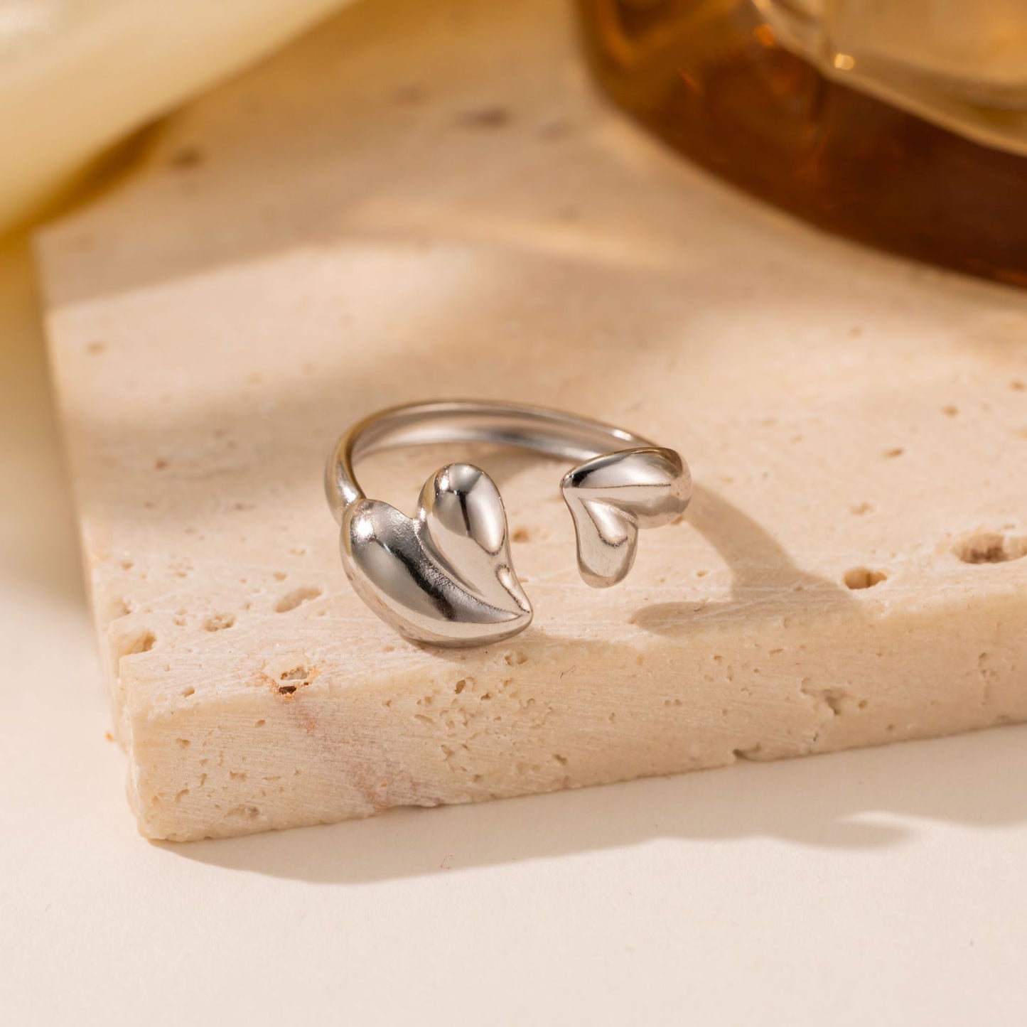 18K Gold Titanium Steel Heart Ring