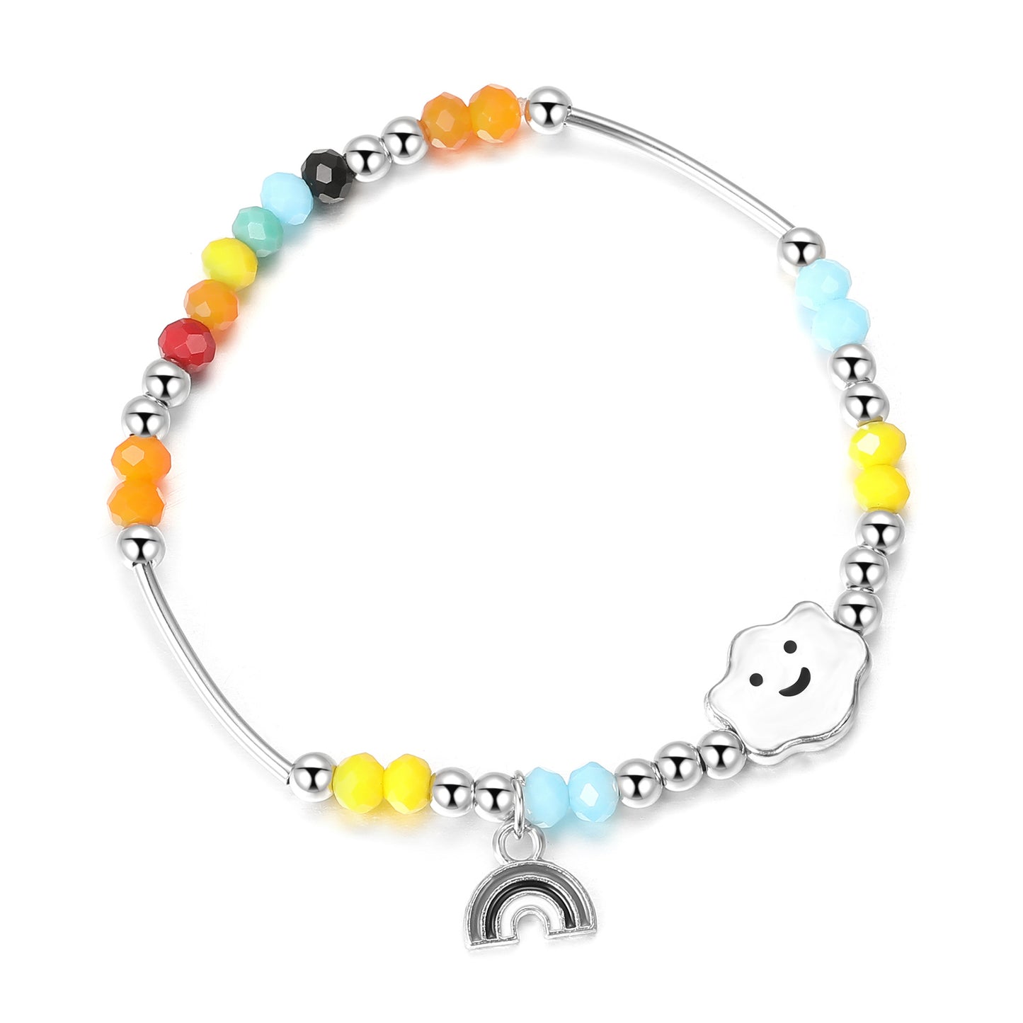Rainbow Smiley Bear Beaded Bracelet