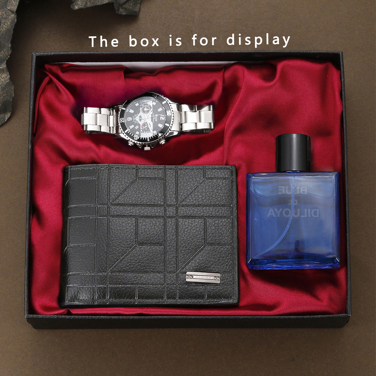 Steel belt watch fashion personalized wallet perfume 3-piece set
