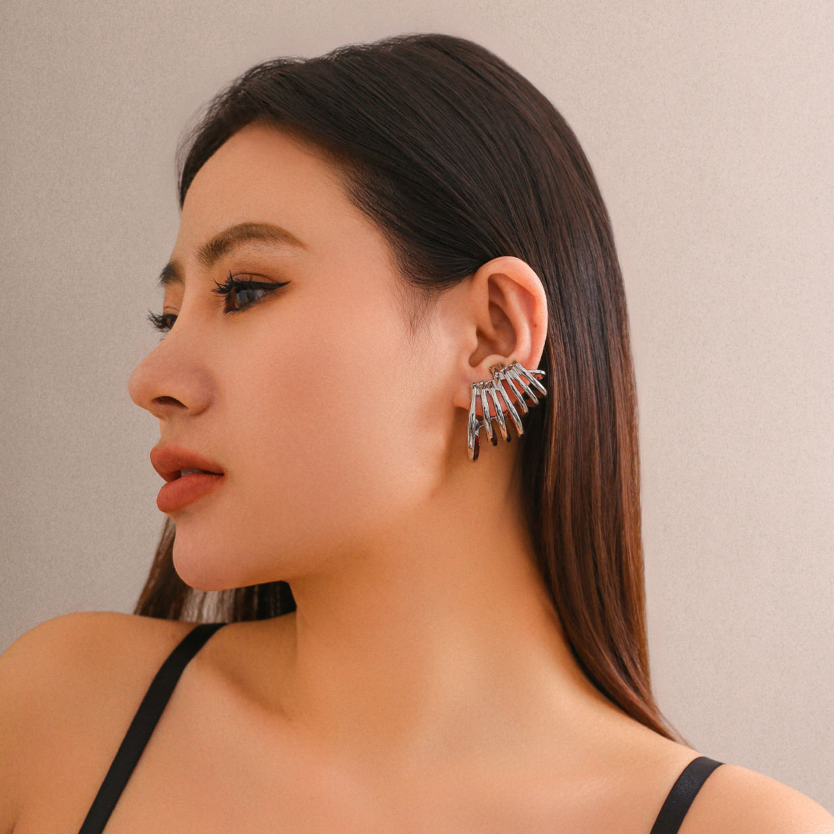 Ear clips Fan iron ring earrings