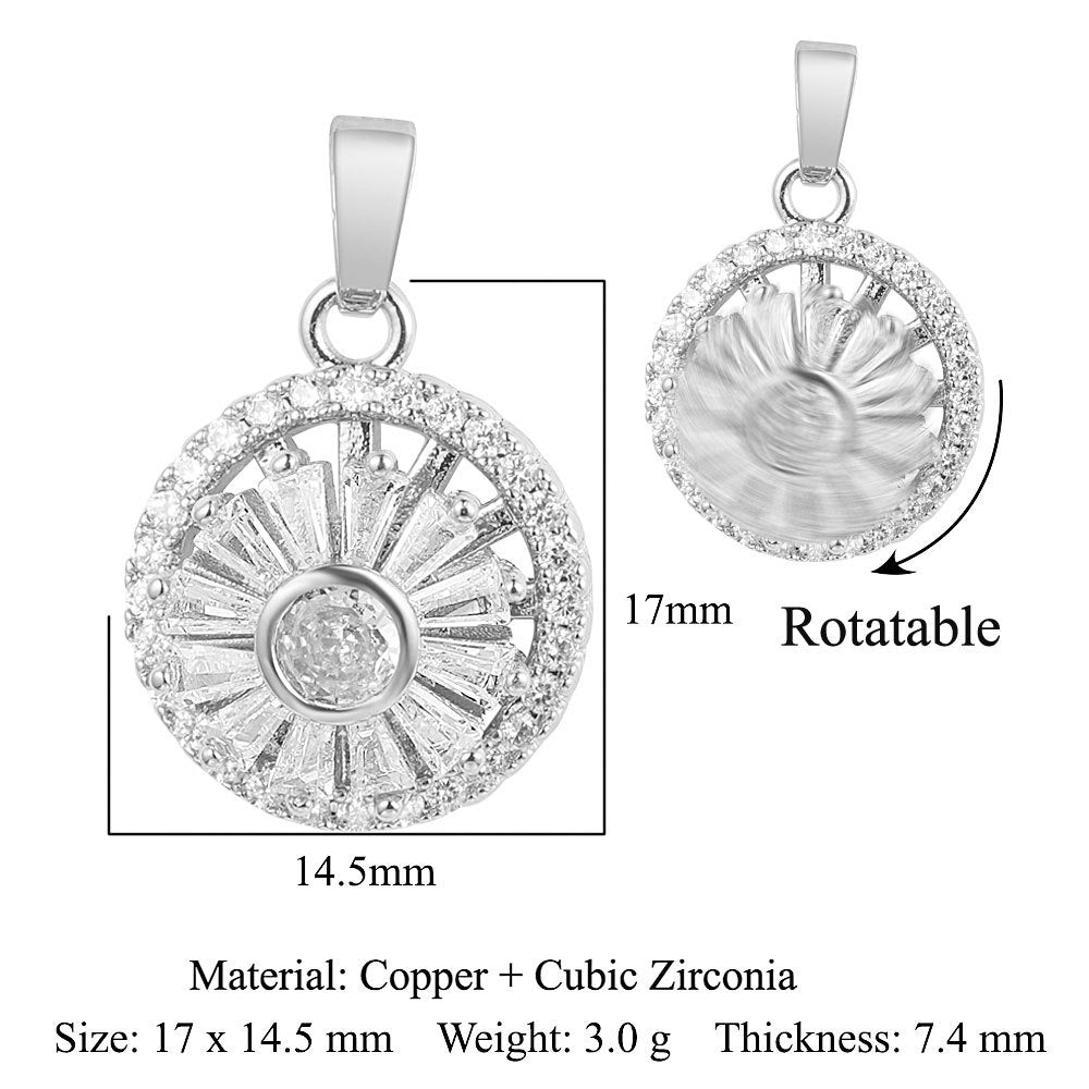 Rotatable gyro windmill copper zircon pendant.