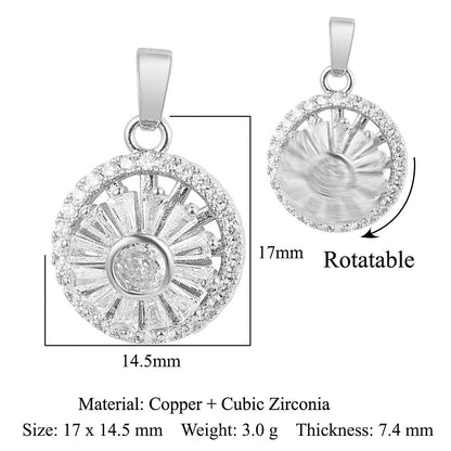 Rotatable gyro windmill copper zircon pendant.