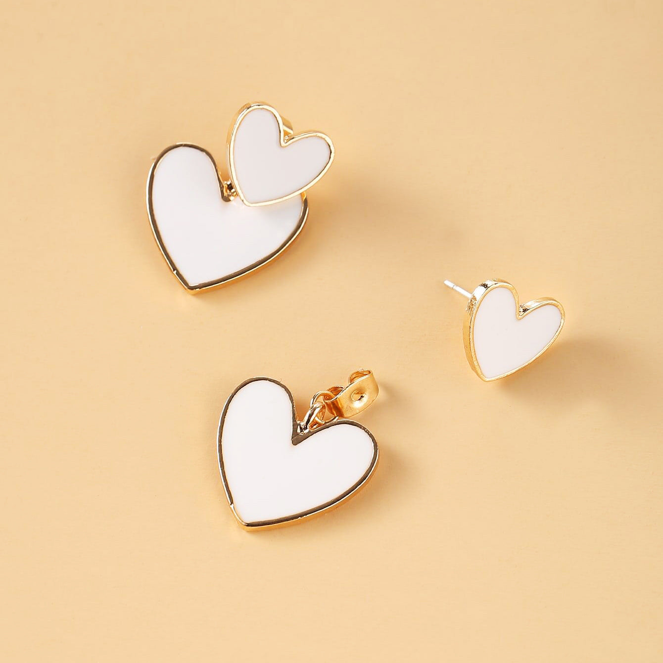 Double-Layer Oil Drop Heart Earrings