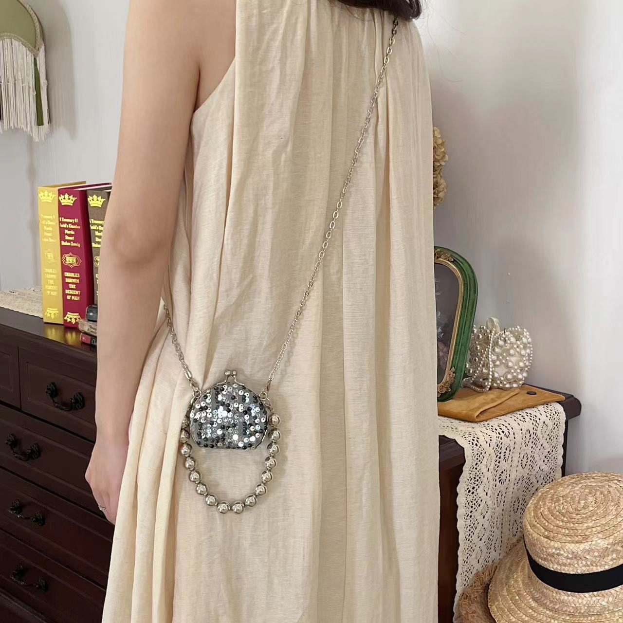 Sequin chain bag