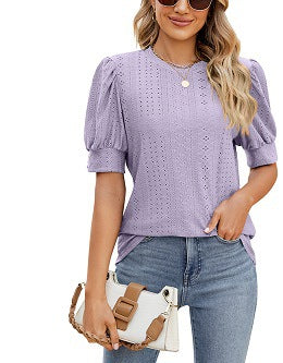 Button-down short-sleeved top