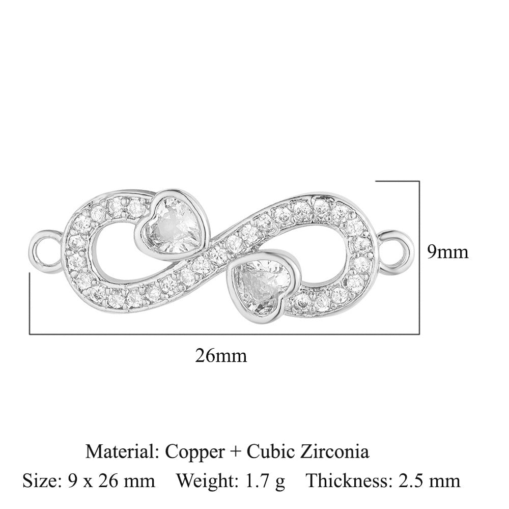Double hole copper zircon jewelry bracelet connection accessories