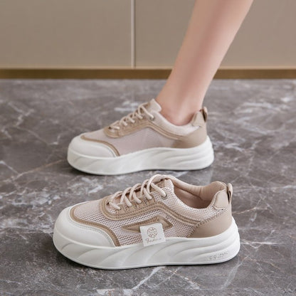 Front lace-up muffin-bottom sneakers