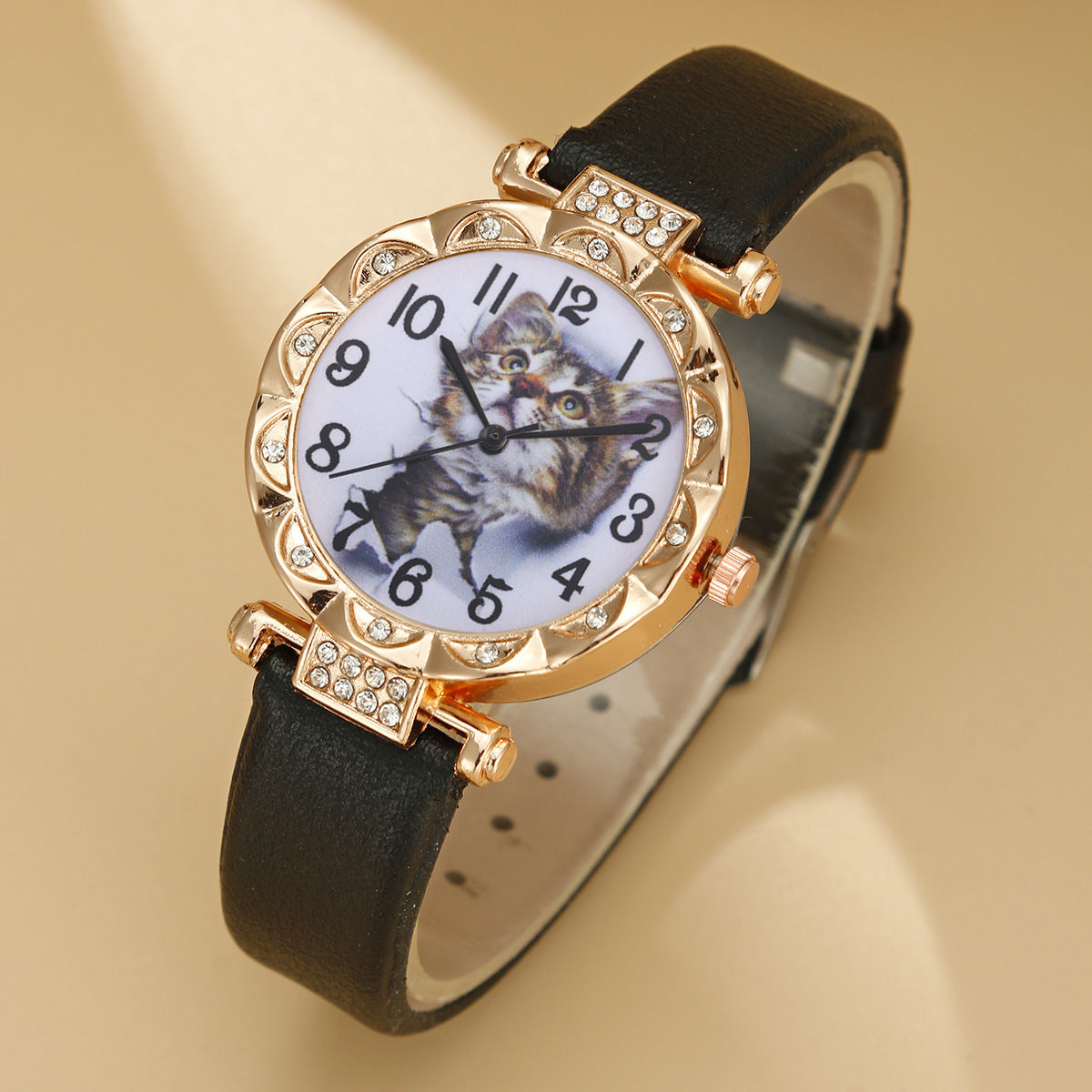 Cute cat watch pearl butterfly jewelry set