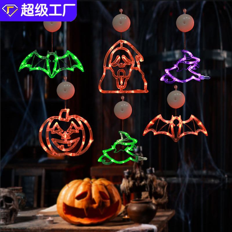 Halloween Decoration Pumpkin Lantern Witch Bat Sucker LED Light String