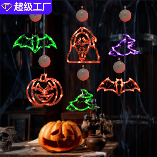 Halloween Decoration Pumpkin Lantern Witch Bat Sucker LED Light String