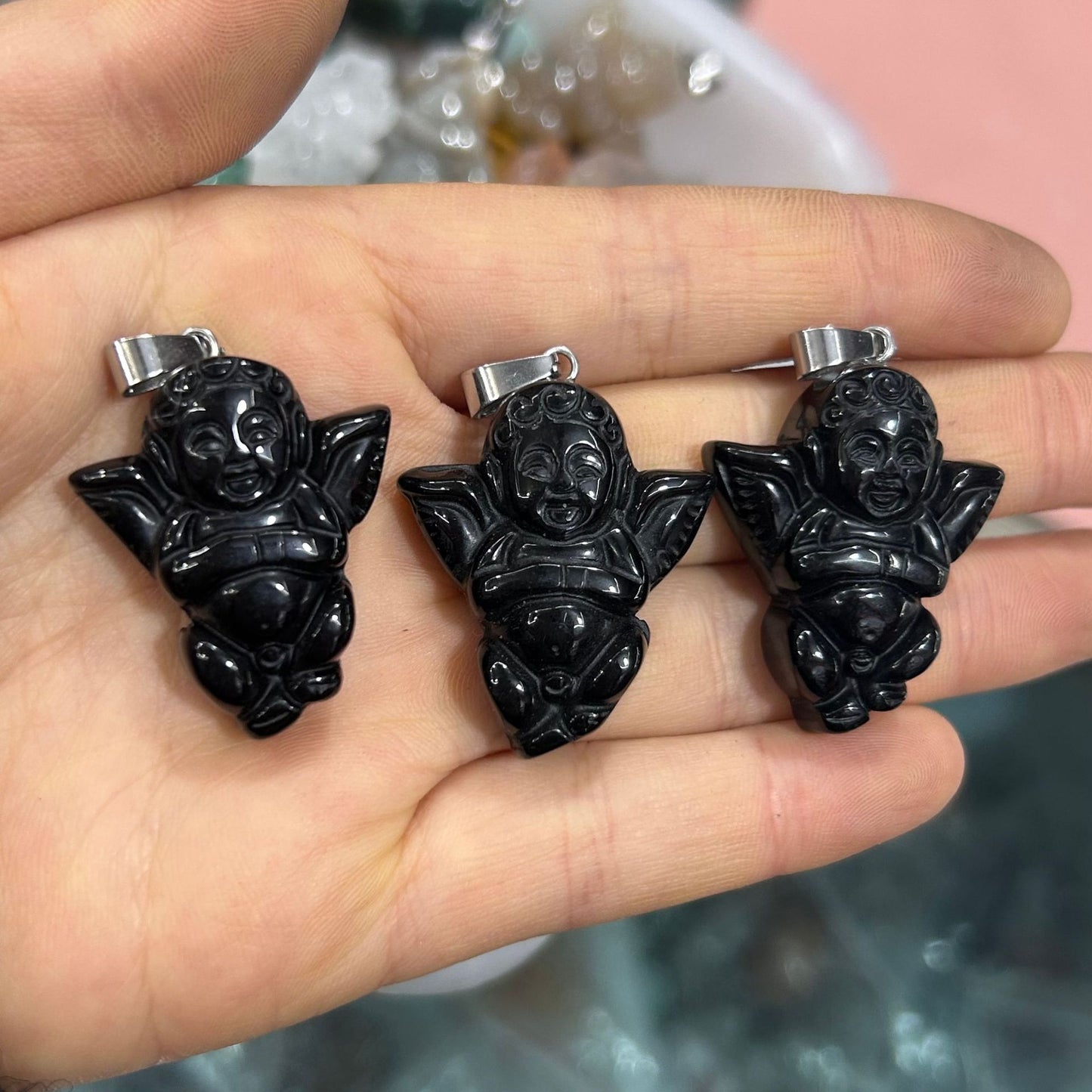 Engraved Cupid Angel Necklace Pendant