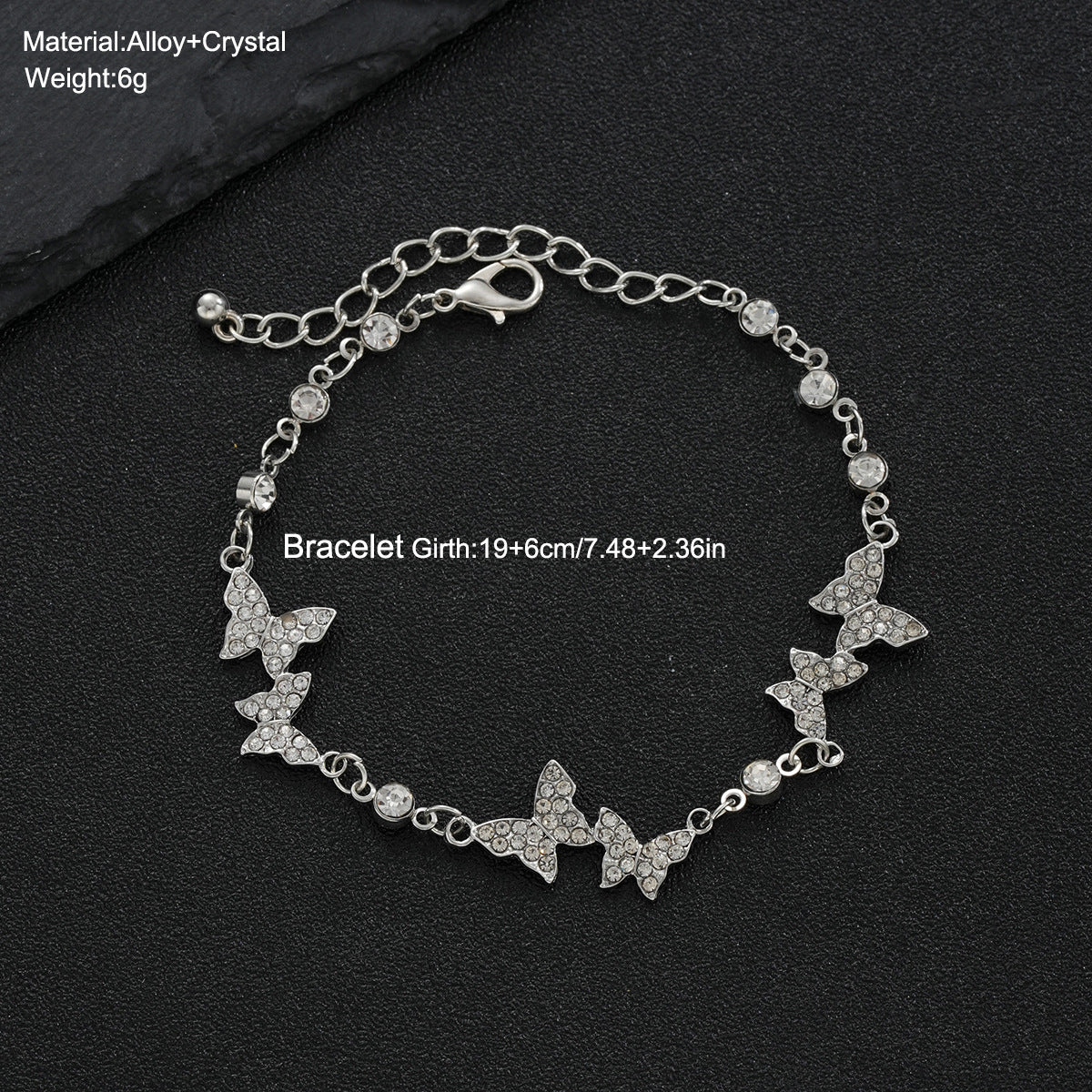 Zircon Butterfly Adjustable Bracelet