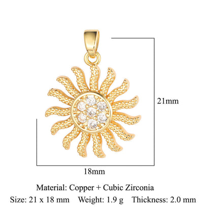 Palm flower sun color zirconium copper pendant
