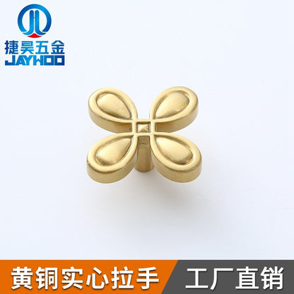Four-leaf clover brass handle, hardware furniture