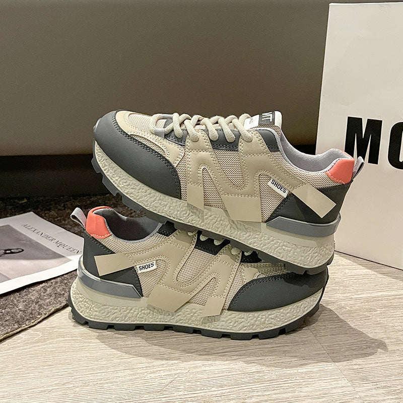 Athletic running shoes with thick soles