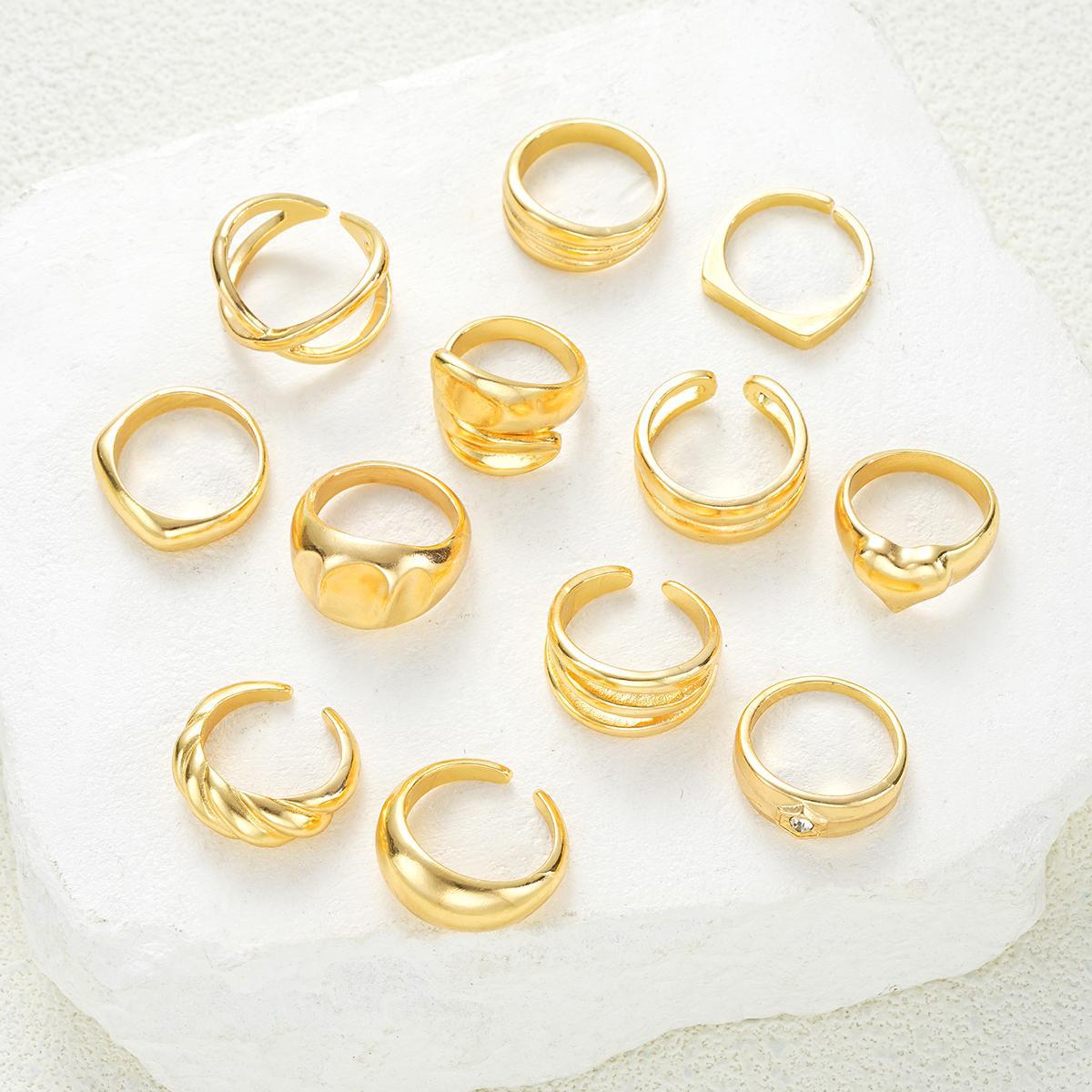 12Pcs Irregular Geometric Ring Set