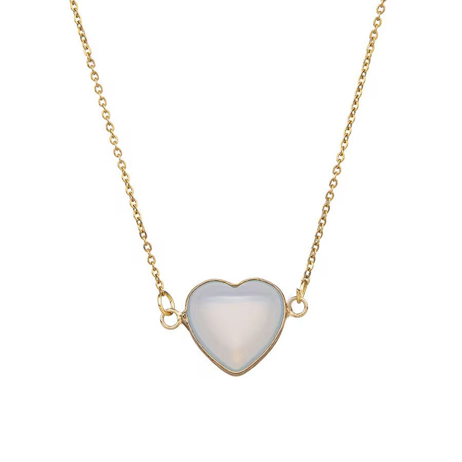 Colar de aço inoxidável com coração banhado a ouro 