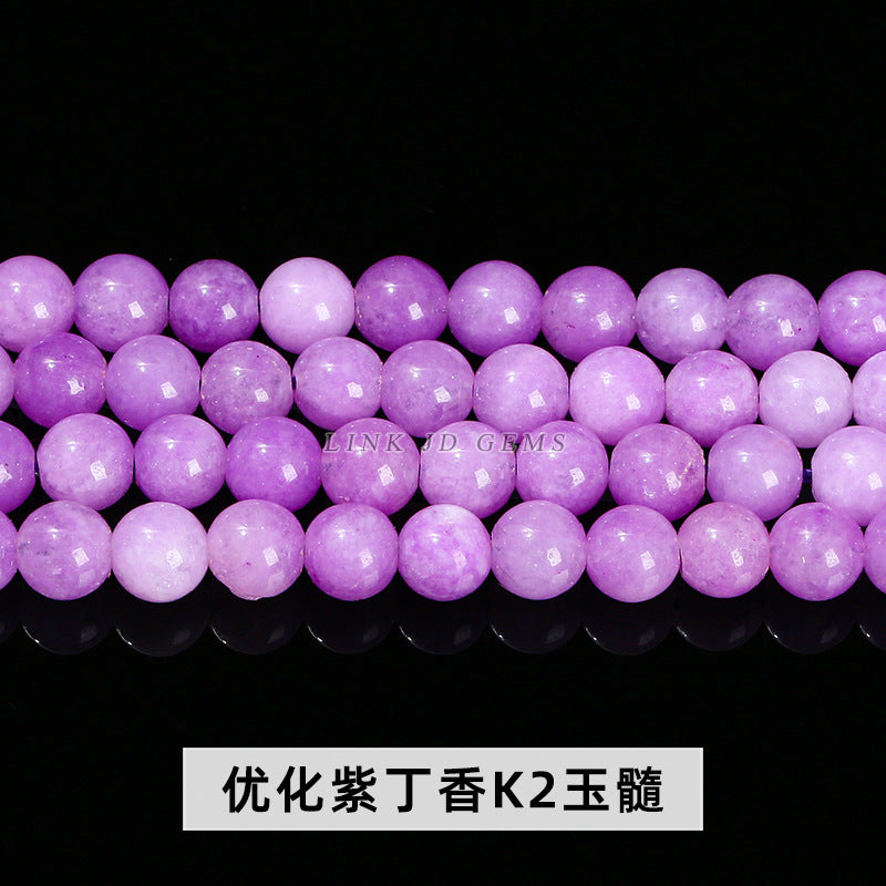 Perlas sueltas redondas de calcedonia violeta K2 