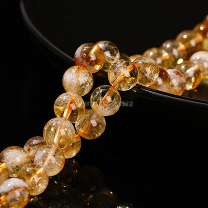 Citrine work in progress round beads wholesale