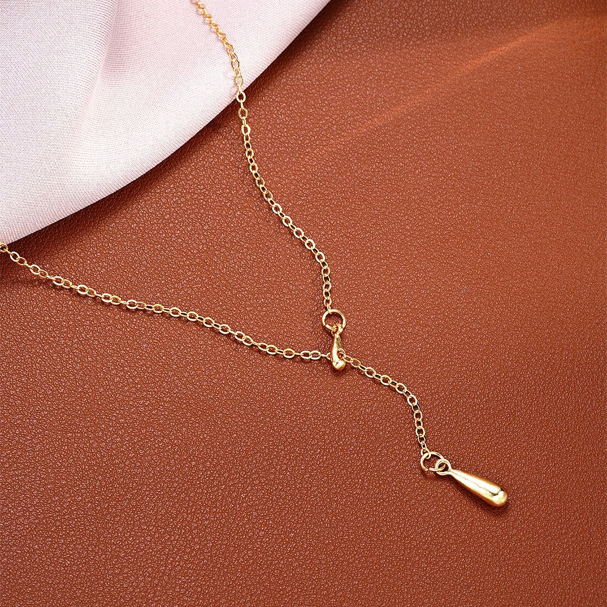 Gold Waterdrop Fringe Necklace