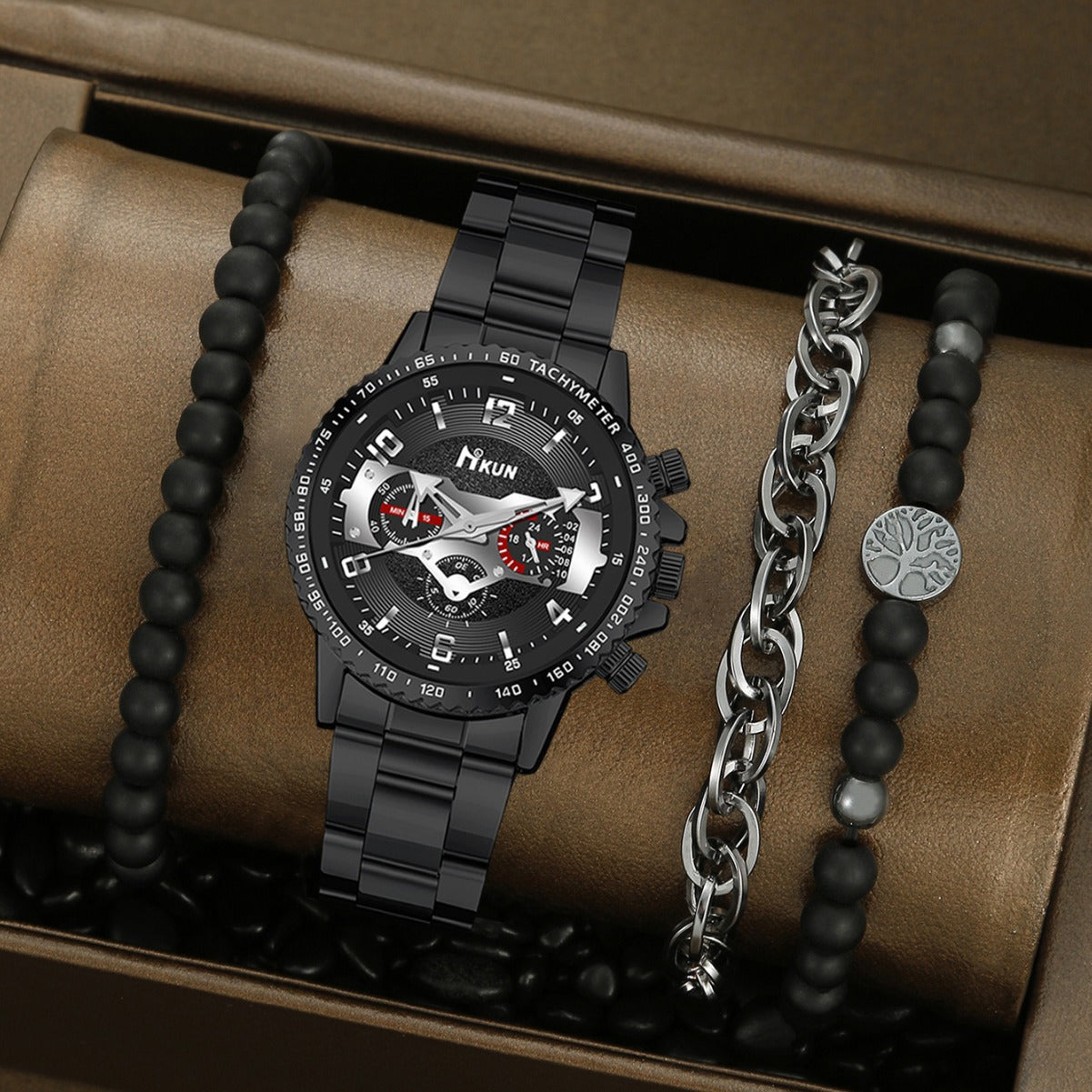Men's Watch Punk Woven Bracelet Set