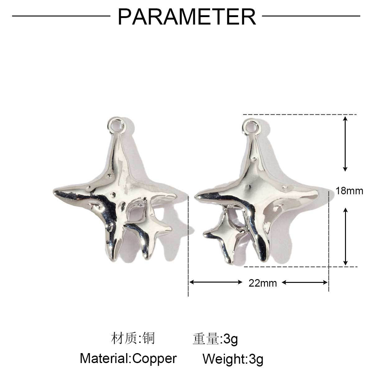 18k gold butterfly star copper zircon pendant.