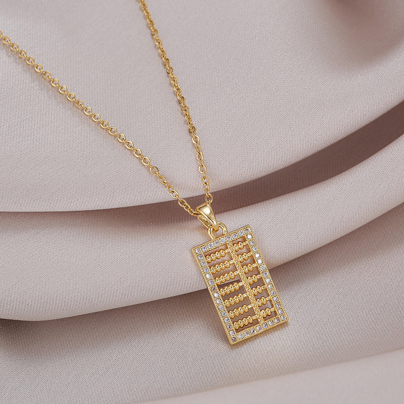 Korean Micro-Diamond Abacus Pendant Necklace