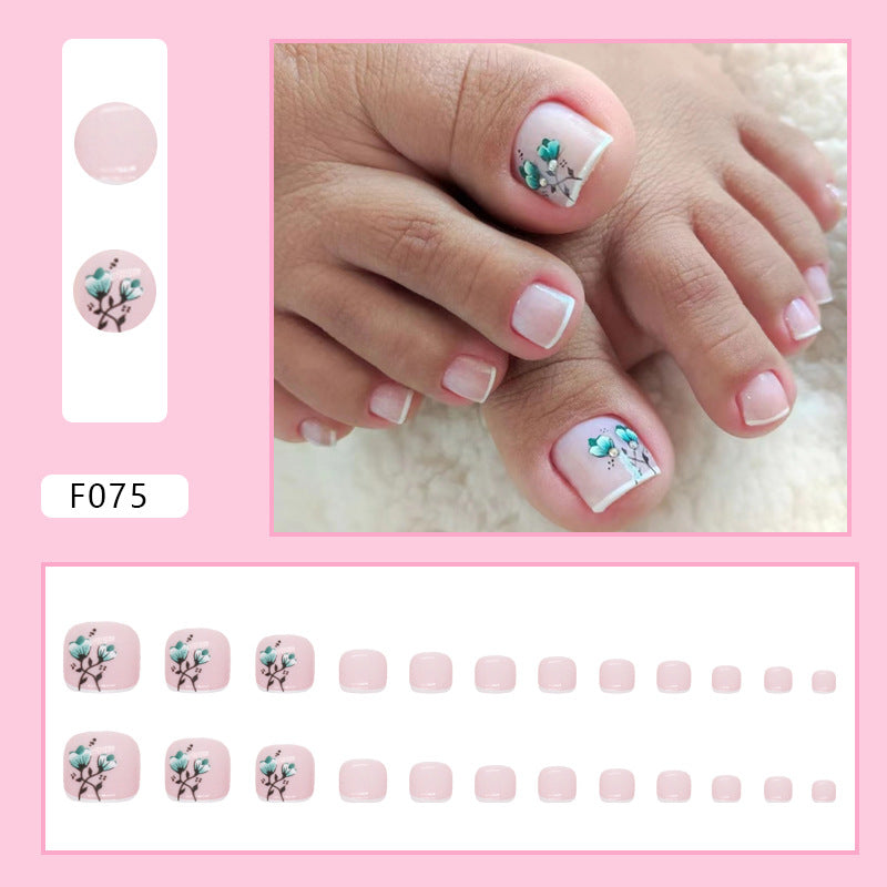 French Diamond Glitter Toe Nails