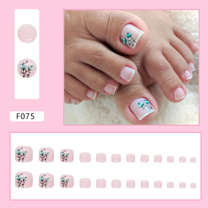 French Diamond Glitter Toe Nails