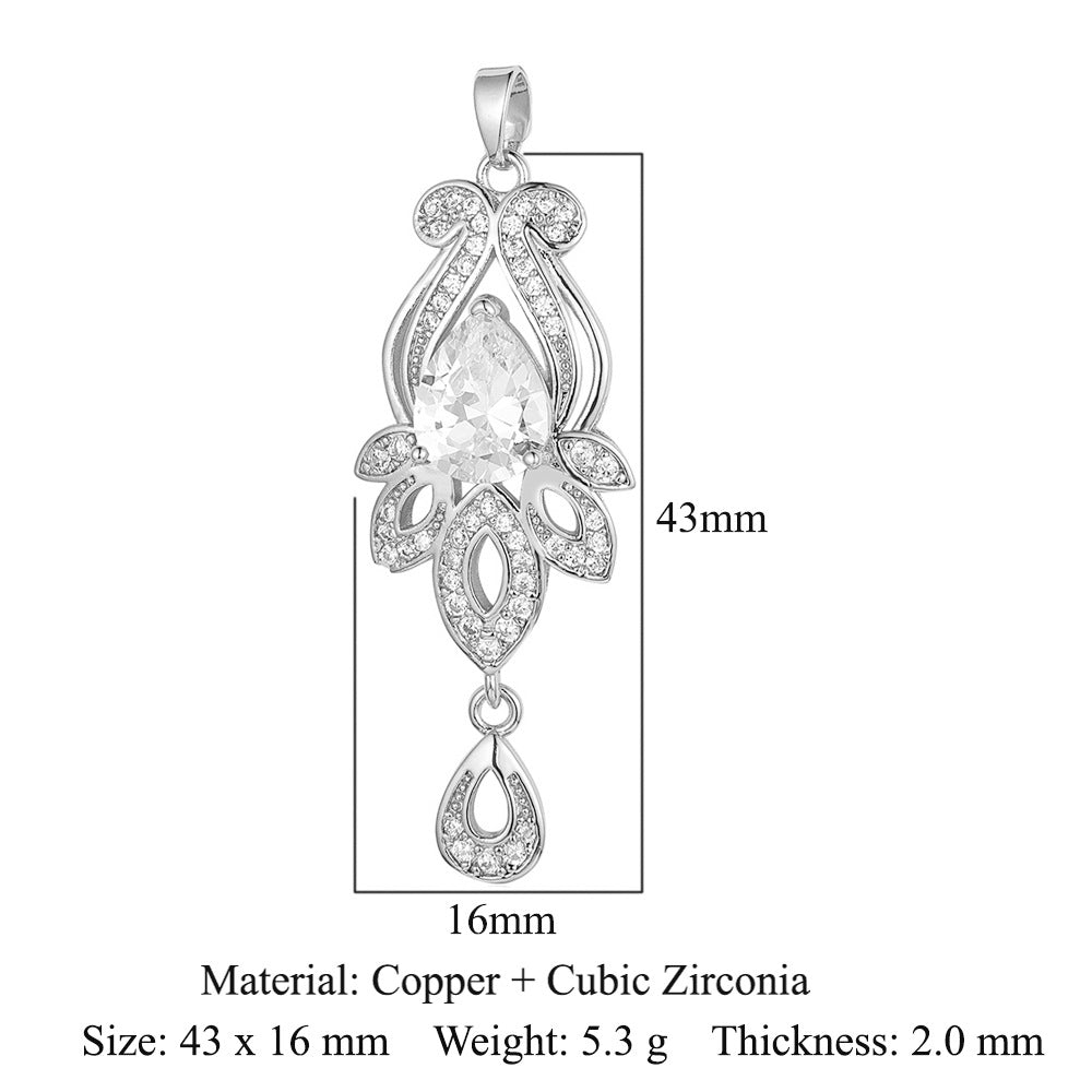 Copper zircon pendant water drop oval square