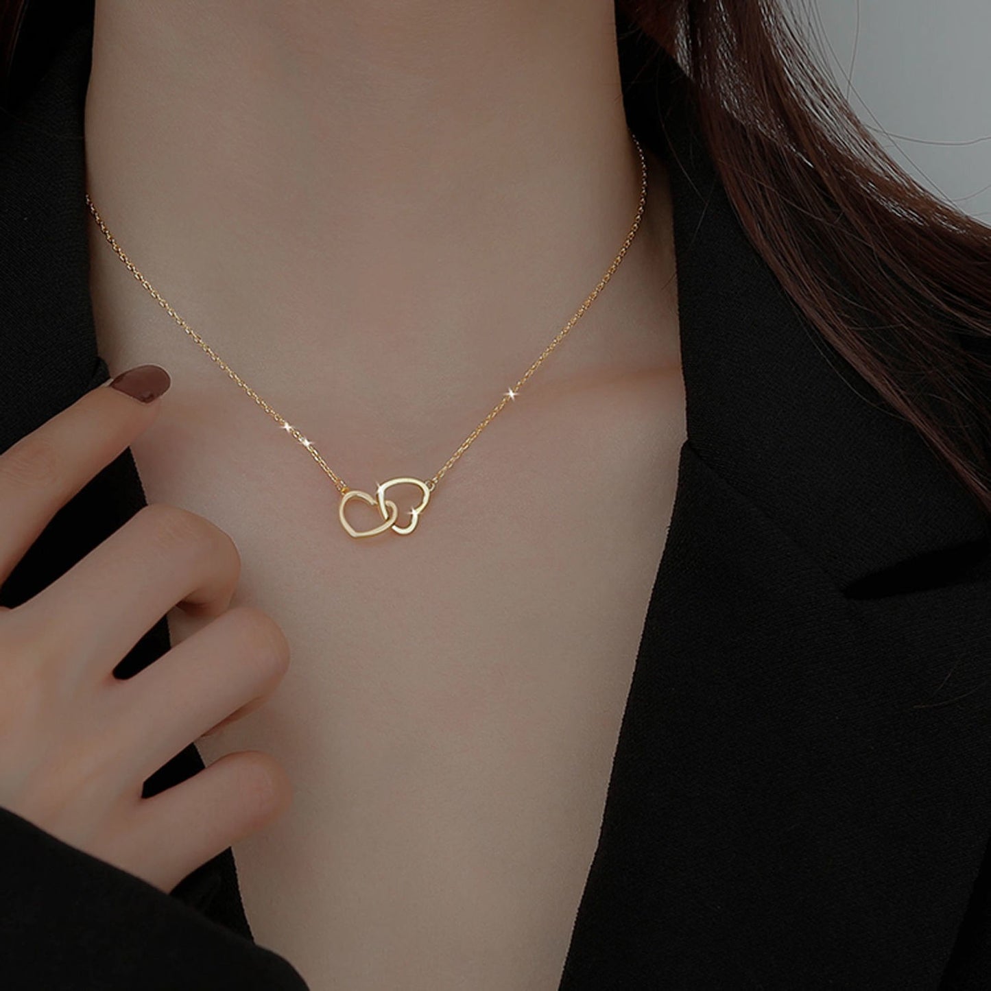 Women's Titanium Steel Heart Collarbone Necklace