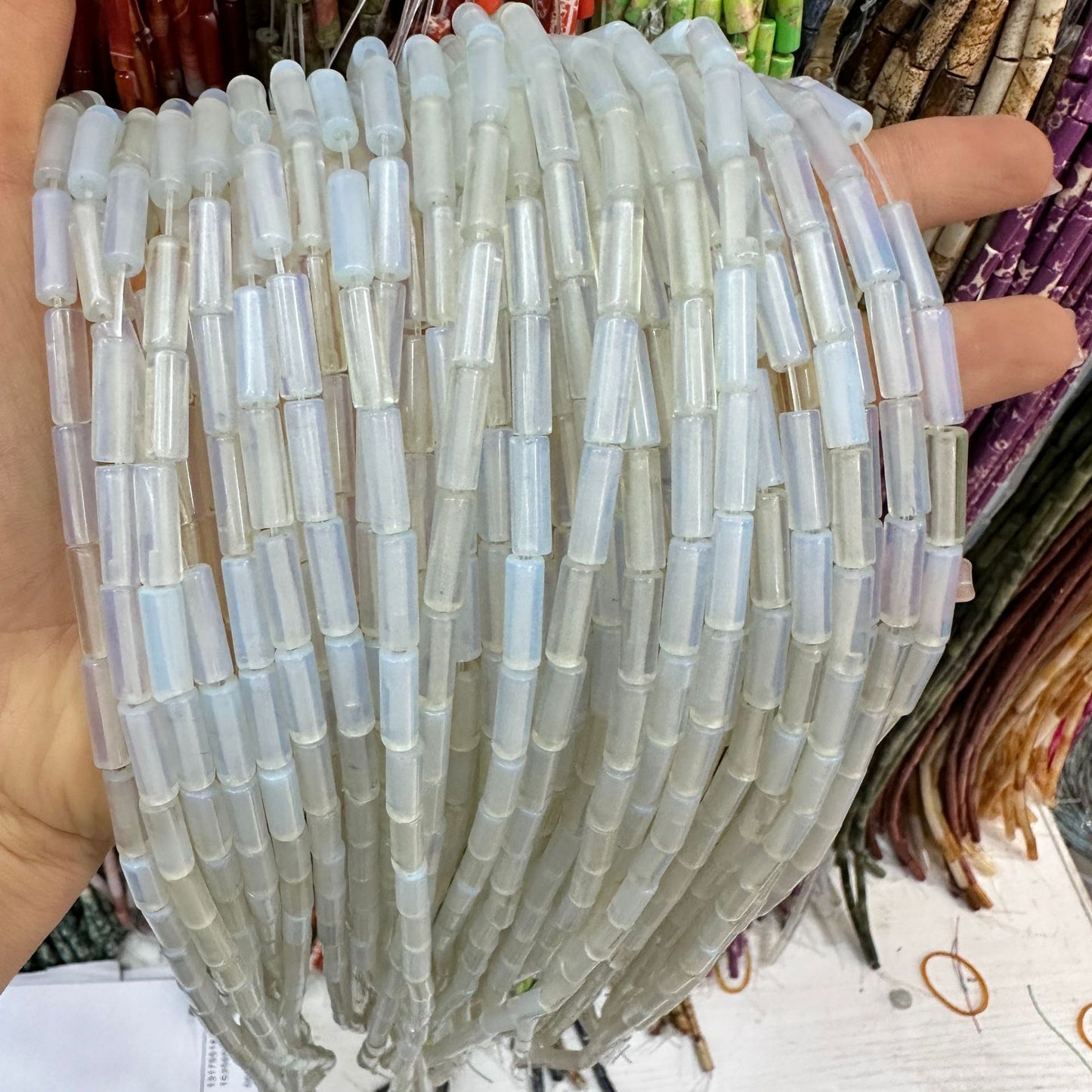 4*13MM natural stone crystal cylindrical spacer beads