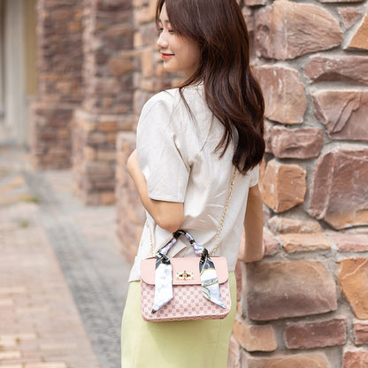 Printed small square bag chain messenger bag
