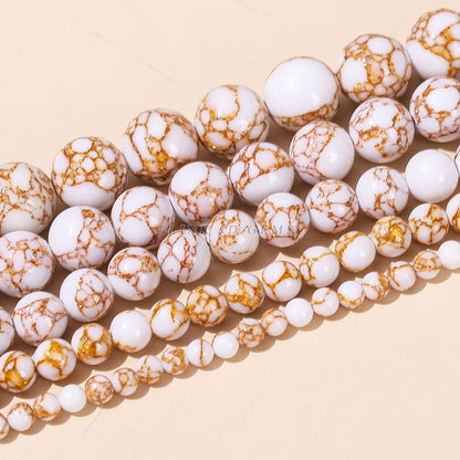 Gold thread turquoise loose bead synthetic gold wire white pine bracelet