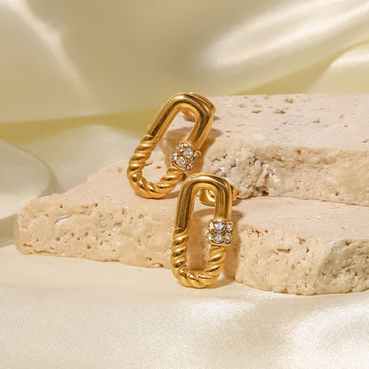 Rectangular Twisted Zirconia Earrings