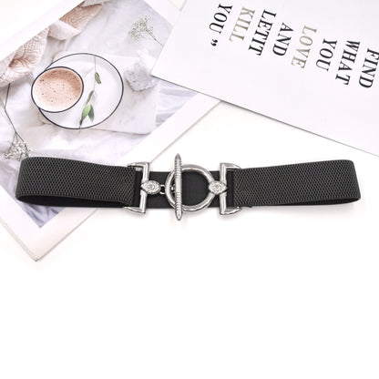 Hook buckle women's elastic belt