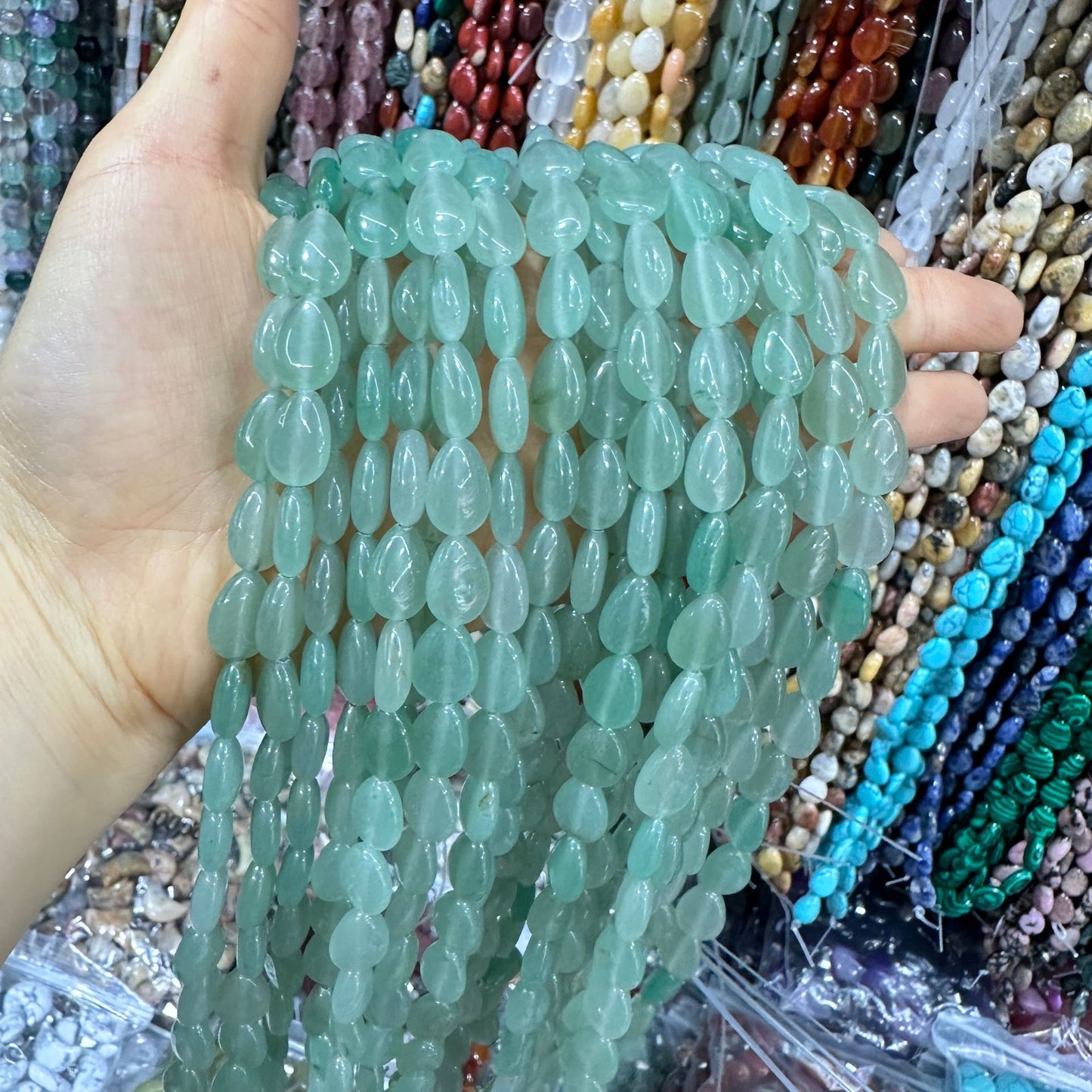 Crystal flat water drop 10*14MM 28pcs heterosexual loose beads