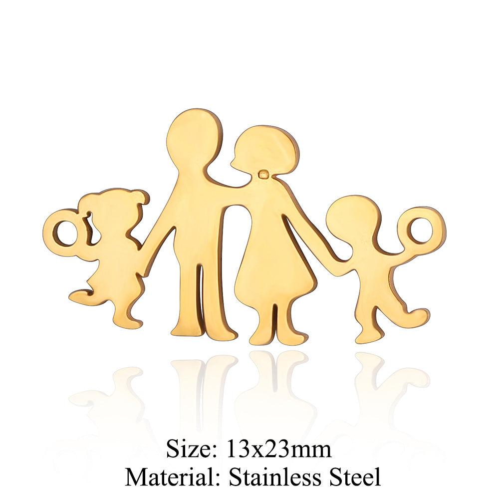 5 pcs/titanium steel jewelry pendant family baby feet