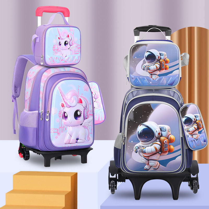 Can hold tie rod schoolbag lunch bag pencil case three-piece set