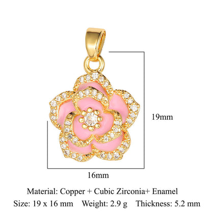 Palm flower sun color zirconium copper pendant