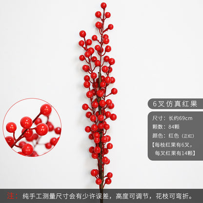 Fruta navideña fruta roja 3 tenedores 6 tenedores 12 tenedores fruta de simulación 