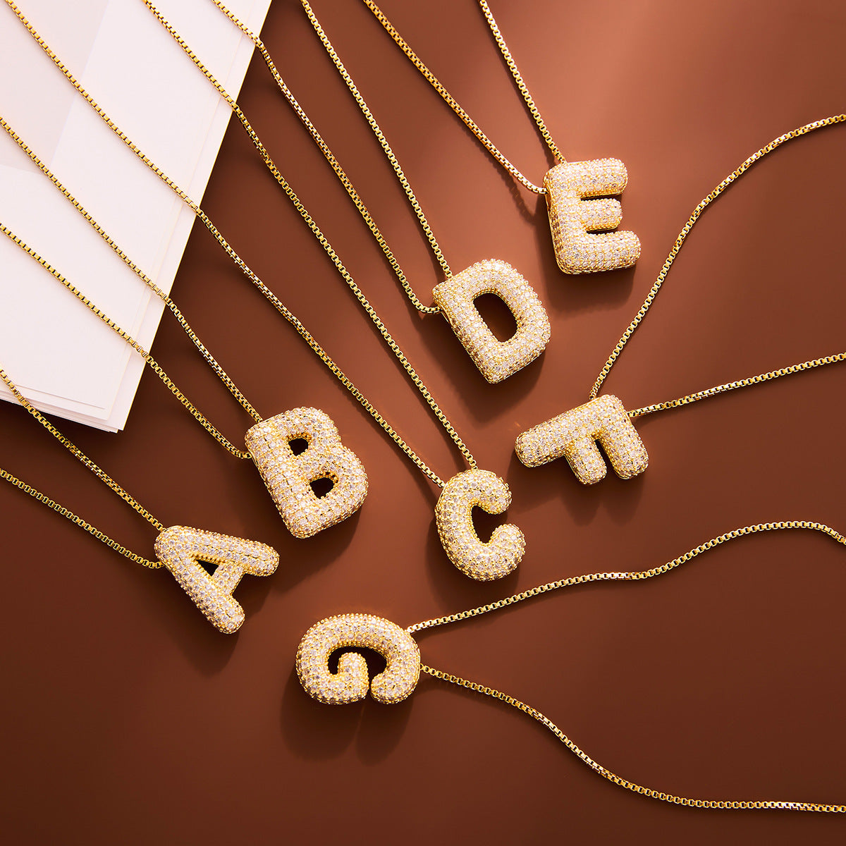 18K Gold-Plated Alphabet Necklace with Micro Zircon (Titanium Steel)