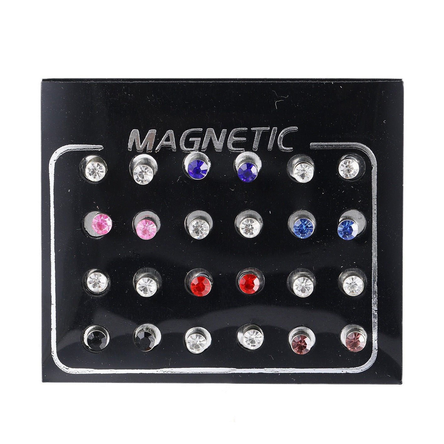 12-Pair Magnetic Crystal Stud Earring Set