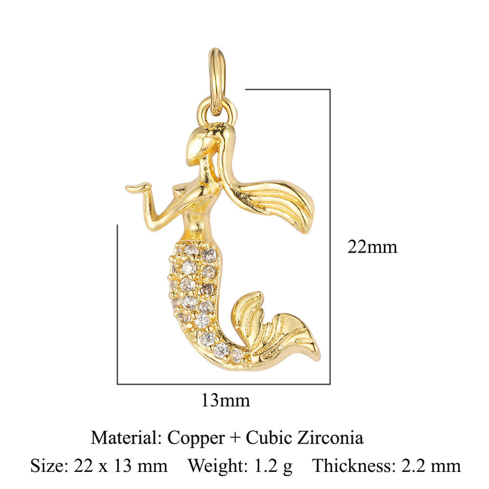 Copper zircon DIY animal necklace bracelet pendant