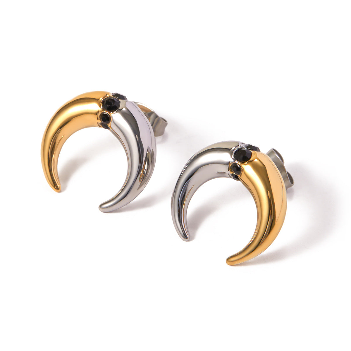 Two-tone gold steel earrings